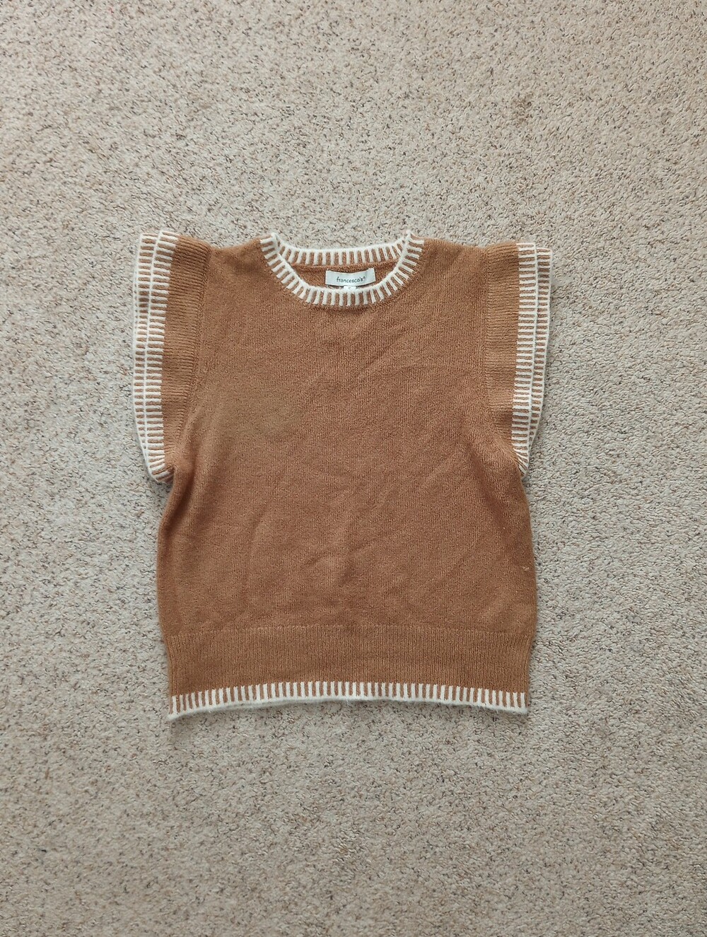Francesca's Sweater Vest Brown Tan Fall Autumn Size Small
